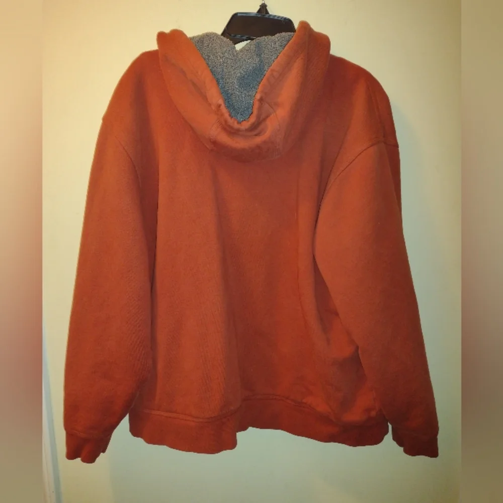 L.L. Bean Sweatshirt Hoodie Men's L Burnt Orange Fleece Sherpa Lined FullZip